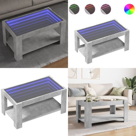 Mesa de centro y LED madera ingeniería gris hormigón 93x53x45cm - Luz led - Madera de ingeniería