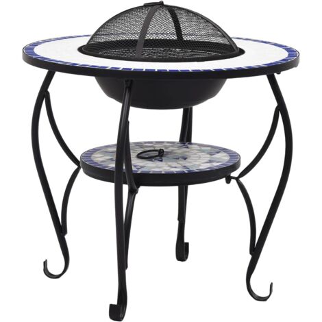 Mesa de chimenea mosaico 68 cm cerámica azul y blanca 020006020