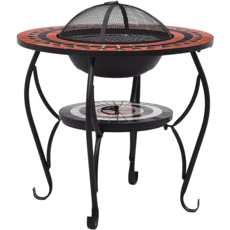 Mesa de chimenea mosaico 68 cm terracota y cerámica blanca 020006021