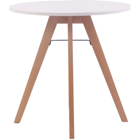 Mesa de cocina 75 cm de diámetro tablero redondo de MDF blanco estructura de haya 100009141