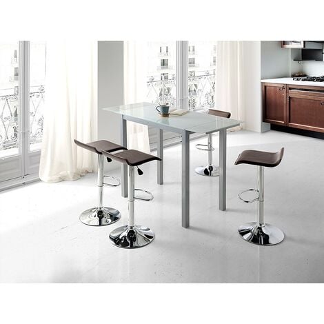 Mesa de cocina alta extensible porto cristal blanco