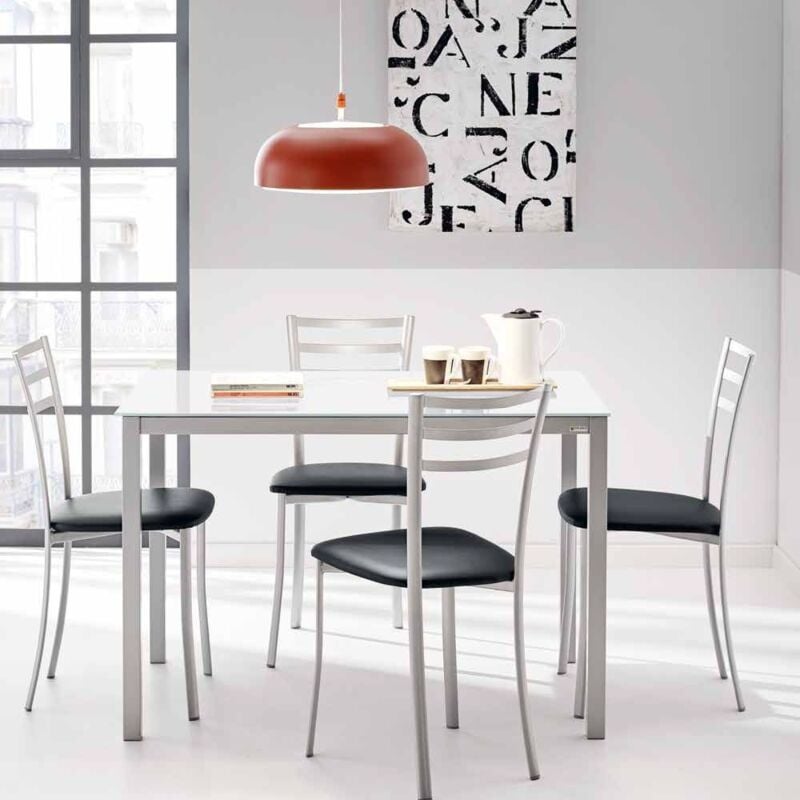 

Mesa de cocina cristal blanco óptico Agata | Color: BLANCO - Dimensiones : 110 x 70 cm. - BLANCO