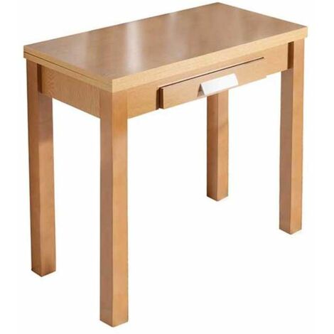 Mesa de cocina Elia con apertura tipo libro acabado roble, 80 x 40/80 x 76 cm (largo x ancho x alto)