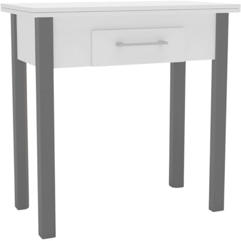 Mesa de Cocina Extensible Sendai Estilo Contemporáneo  en Color Blanco y Gris para 2 Plazas 43x80x40-80 cm