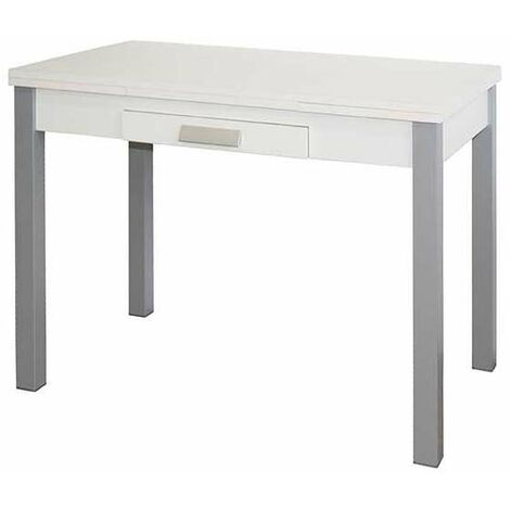 Mesa de cocina Isabella extensible acabado blanco, 100/160 x 60 x 76 cm (largo x ancho x alto)