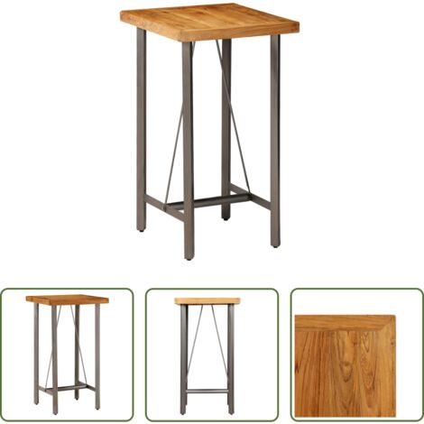 Mesa de cocina -  Mesa alta de bar teca maciza reciclada 60x60x107 cm