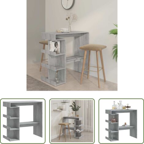 Mesa de cocina -  Mesa bar estante almacenaje gris Sonoma 100x50x101,5 cm