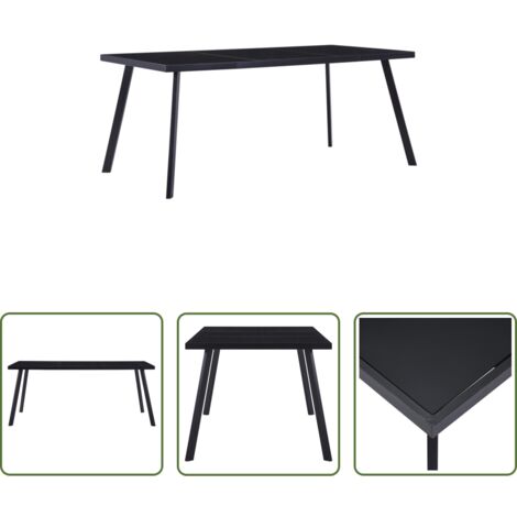Mesa de cocina -  Mesa de comedor de vidrio templado negro 160x80x75 cm