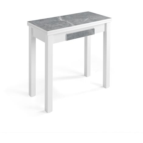 MESA DE COCINA - MODELO LAZIO- MATERIAL MDF/MARBLE BLACK- MEDIDAS 80 X 40/80 X 76 CM