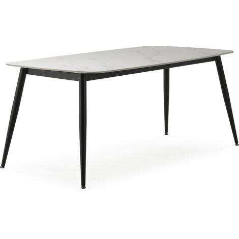 Mesa De Comedor 180X90X76 Porcelanico/Metal Negro