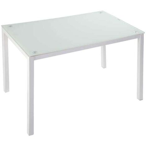 Mesa de comedor Alba cristal en acabado blanco 75 cm(alto)110 cm(ancho)70 cm(largo) Color BLANCO