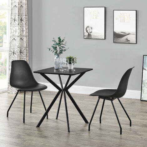 Mesa de comedor Ankara para 2 personas tablero de MDF lacado 60 x 60 x 75 cm - Negro [en.casa]