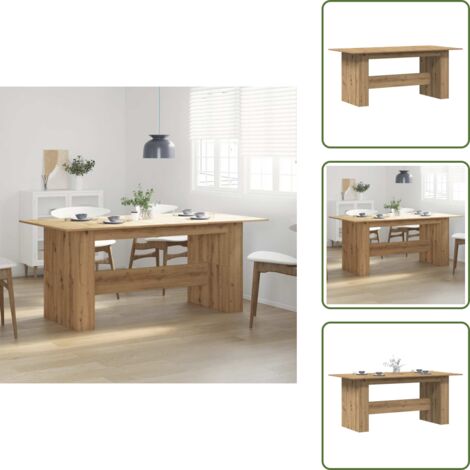 Mesa de comedor artesanal - vidaXL Mesa de comedor madera ingeniería roble artisan 180x90x76 cm -