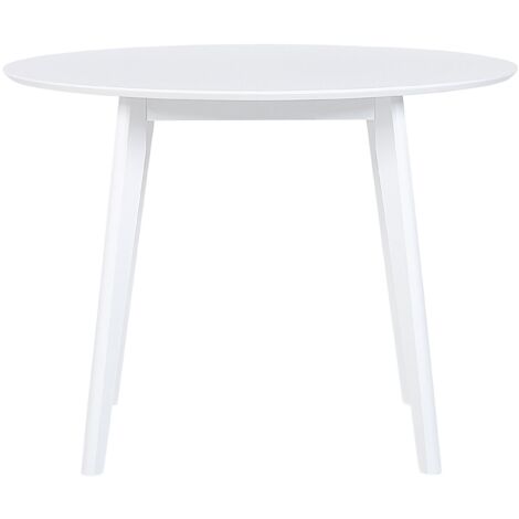 Mesa de comedor blanca MDF 100 cm tapa redonda patas de madera mesa de cocina escandinava Roxby