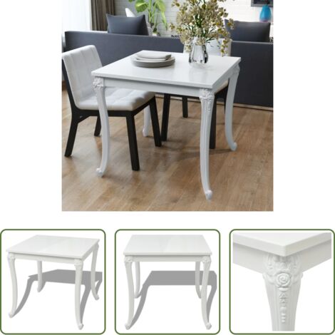 Mesa de comedor blanca -  Mesa de comedor blanco brillante 80x80x76 cm