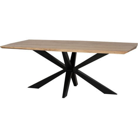 Mesa de comedor borde conico de madera de acacia natural 200x100x76