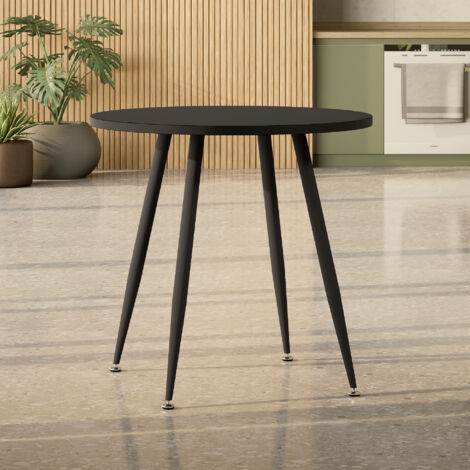 Mesa de comedor / cocina Corin 80x80x75 cm para 2 a 4 personas  Tablero en melamina negra de 25 mm  Patas metálicas negras  MOG Casa