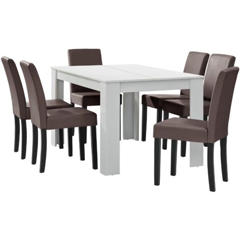 Mesa de comedor con 6 sillas marrones 140 x 90 cm marrón 030004023