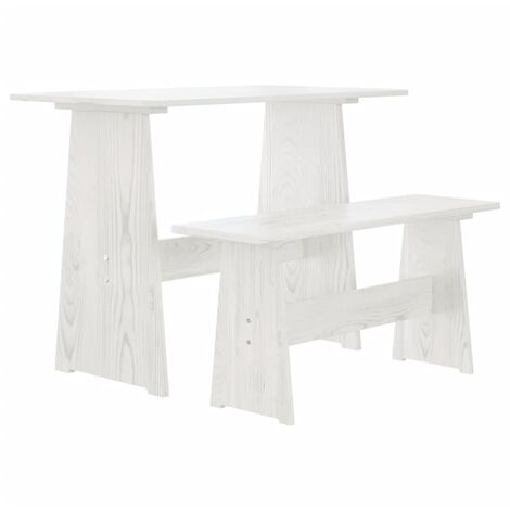 Mesa de comedor con banco de madera maciza de pino blanco