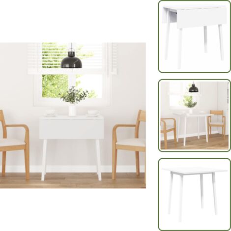 Mesa de comedor con hoja abatible - vidaXL Mesa de comedor de madera maciza de caucho blanco - Mesa de comedor blanca