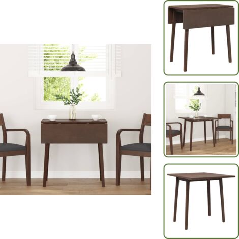 Mesa de comedor con hoja abatible - vidaXL Mesa de comedor de madera maciza de caucho marrón - Mesa de comedor marrón