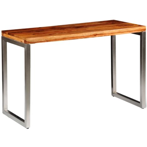 Mesa de comedor con patas de acero madera maciza vidaXL