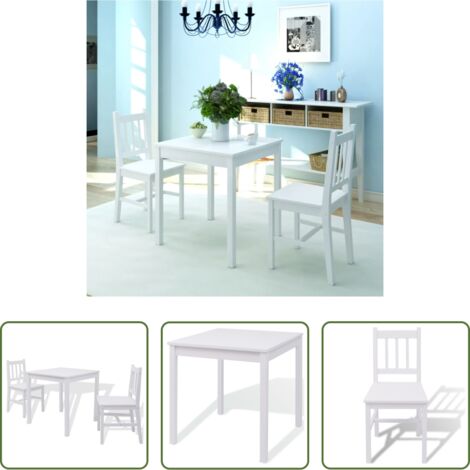 Mesa de comedor -  Conjunto de comedor 3 piezas madera de pino blanco