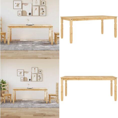 Mesa de comedor Corona madera maciza de pino 180x90x75 cm - Mesa de comedor de madera - Mesa de comedor corona