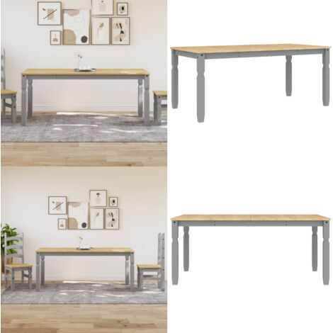Mesa de comedor Corona madera maciza de pino gris 180x90x75 cm - Madera maciza - Mesa de comedor gris
