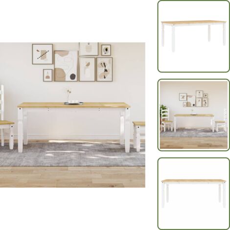 Mesa de comedor coronado - vidaXL Mesa de comedor Corona madera maciza pino blanco 180x90x75 cm -