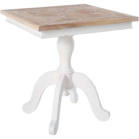 Mesa de comedor cuadrada de madera shabby chic en blanco natural – Estructura robusta – 70 × 70 cm 100009246