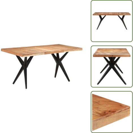 Mesa de comedor de acacia - vidaXL Mesa de comedor de madera maciza de acacia 160x80x76 cm -
