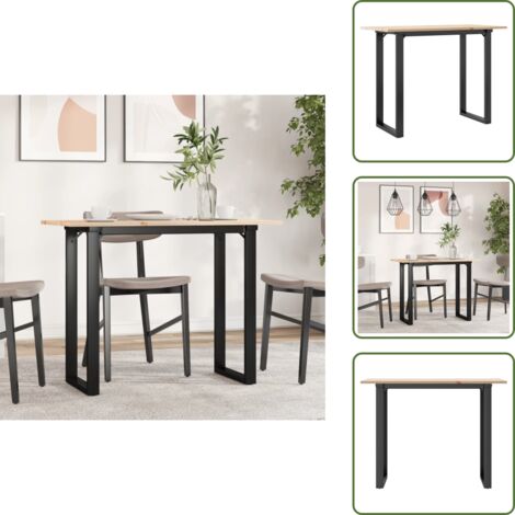 Mesa de comedor de acero - vidaXL Mesa de comedor marco O madera maciza pino y acero 100x50x75cm - Mesa de comedor de madera maciza