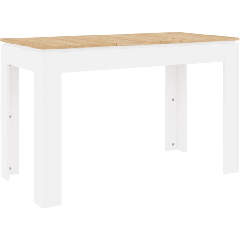 

vidaXL Mesa de Comedor de Aglomerado 120x60x76 cm Blanco y Roble Sonoma - Blanco