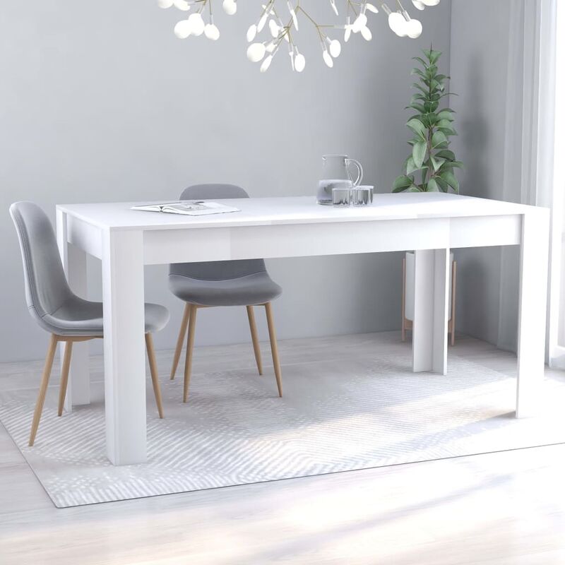 

Mesa de comedor de aglomerado blanco 160x80x76 cm