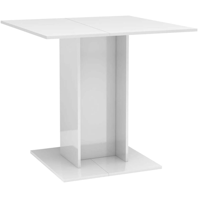 

vidaXL Mesa de Comedor de Aglomerado 80x80x75 cm Blanco Brillante - Blanco