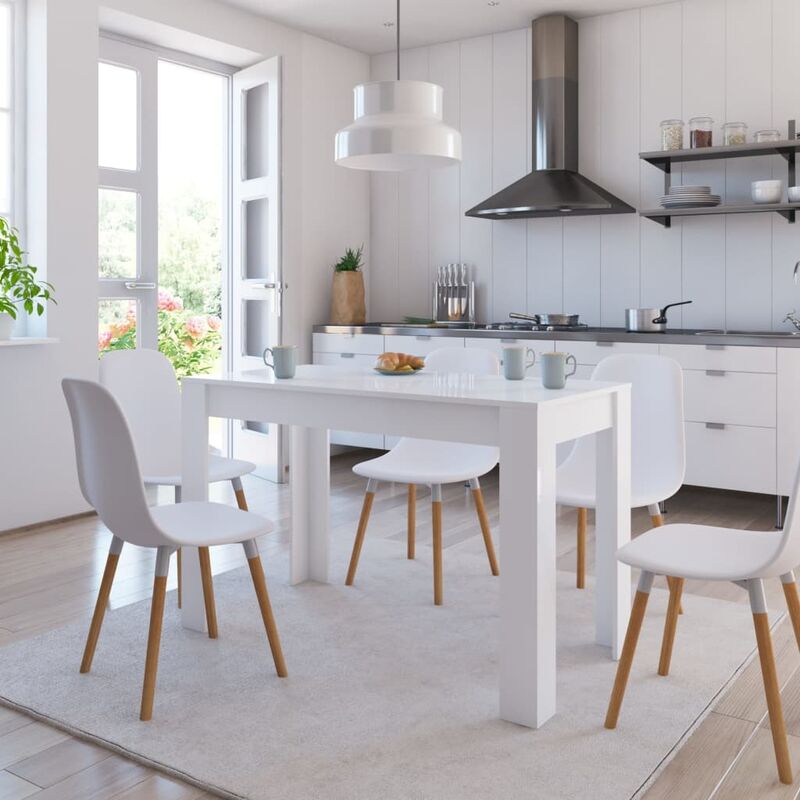 

Mesa de comedor de aglomerado blanco brillante 120x60x76 cm