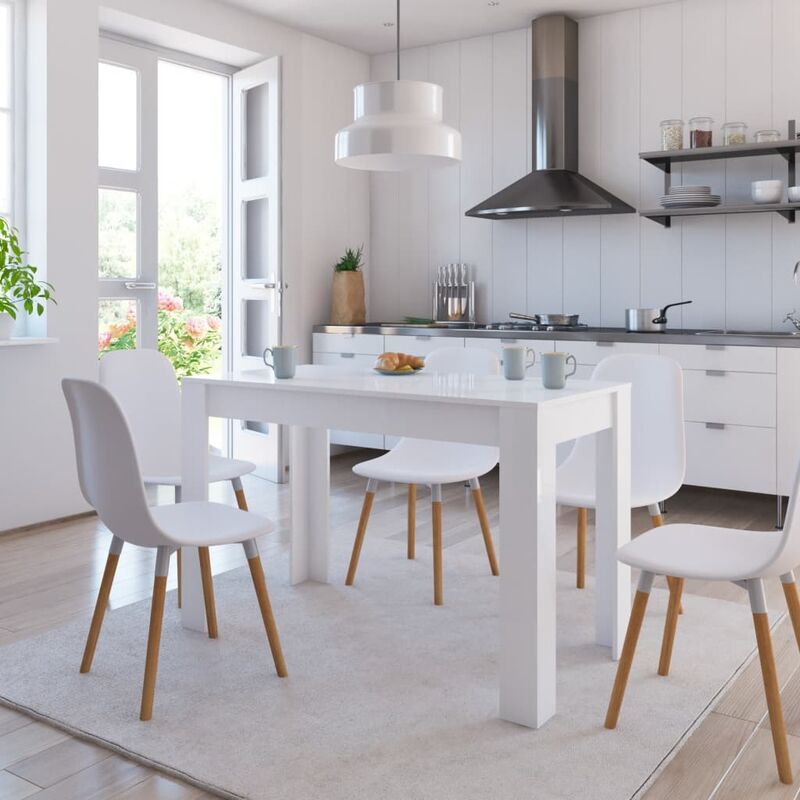 

Mesa de comedor de aglomerado blanco brillante 120x60x76 cm