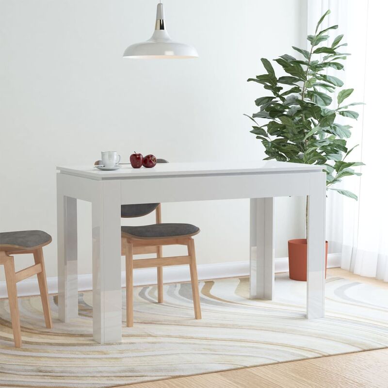 

Mesa de comedor de aglomerado blanco brillante 120x60x76 cm