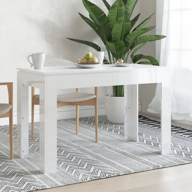 

Mesa de comedor de aglomerado blanco brillante 120x60x76 cm - Blanco