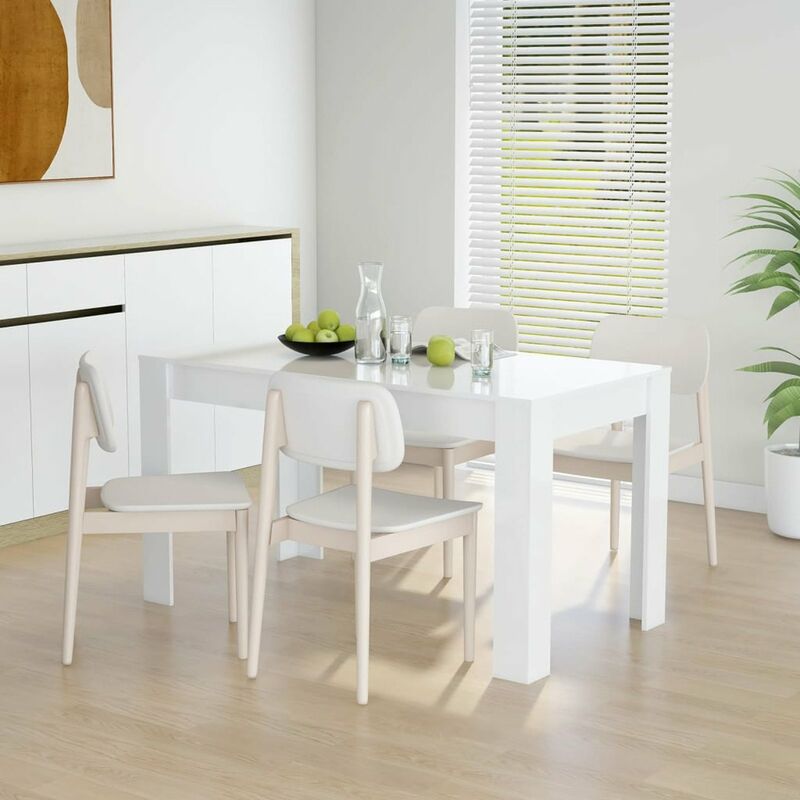 

Mesa de comedor de aglomerado blanco brillante 140x74,5x76 cm