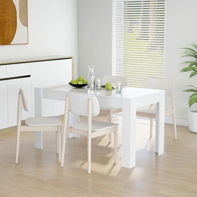 

BHD - Mesa de comedor de aglomerado blanco brillante 140x74,5x76 cm