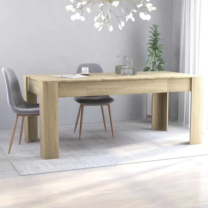 

Mesa de comedor de aglomerado color roble Sonoma 180x90x76 cm - Marrón