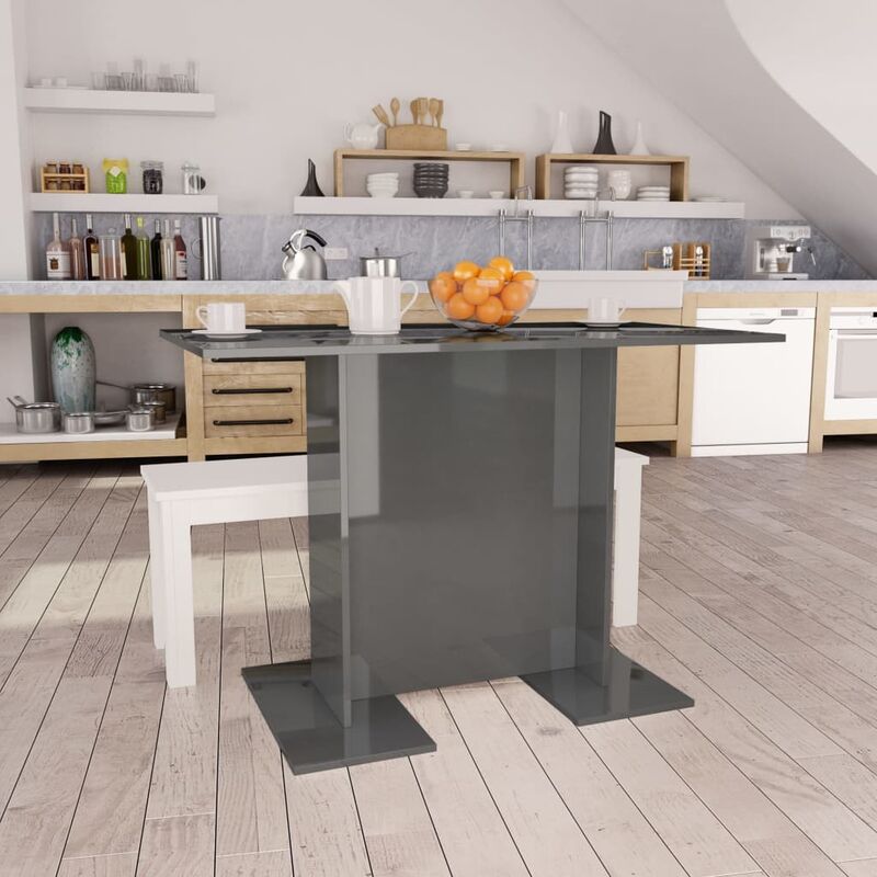 

Mesa de comedor de aglomerado gris brillante 110x60x75 cm