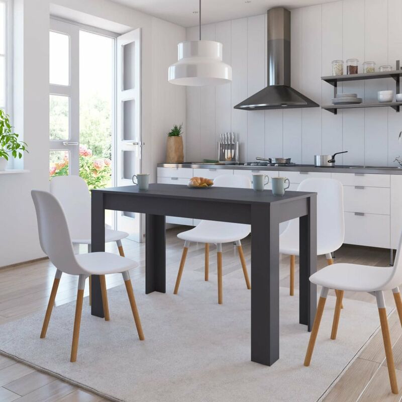 

Mesa de comedor de aglomerado gris brillante 120x60x76 cm