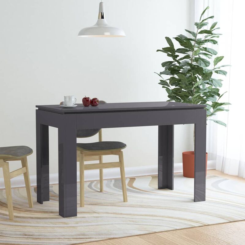 

Mesa de comedor de aglomerado gris brillante 120x60x76 cm