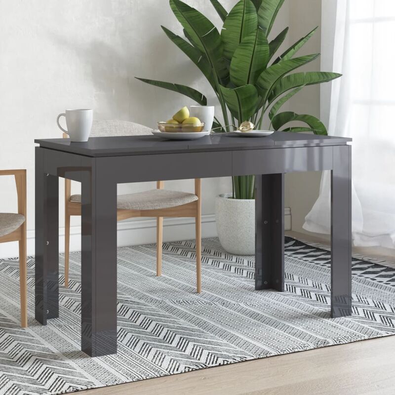 

Mesa de comedor de aglomerado gris brillante 120x60x76 cm - Gris