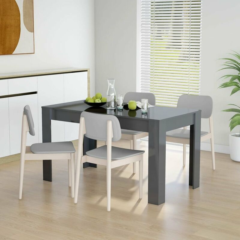 

Mesa de comedor de aglomerado gris brillante 140x74,5x76 cm