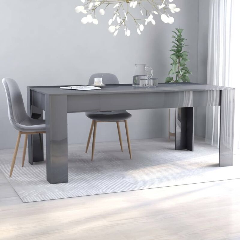 

Mesa de comedor de aglomerado gris con brillo 180x90x76 cm