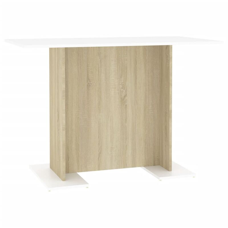 

vidaXL Mesa de Comedor de Aglomerado 110x60x75 cm Blanco y Roble Sonoma - Multicolor